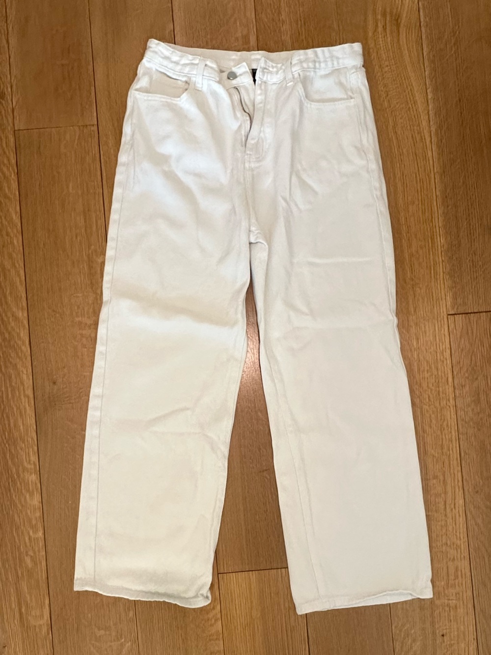 Cider Ivory Denim Solid Straight Leg Jeans Size XL